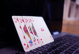 cards and a laptop